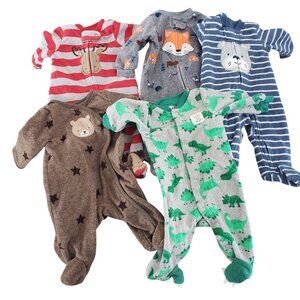 Carter's Fleece Lot of 5 Newborn Sleeper Zipper Button